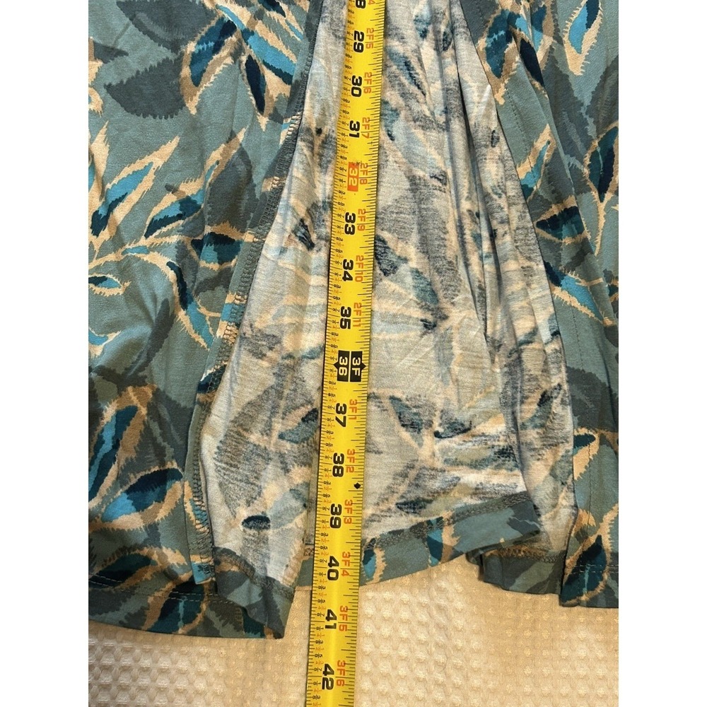 Lascana (NEW) Tropical Leaf Print Maxi Skirt Teal Blue Paperbag Waist Slit NWT - Picture 10 of 12